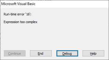 VBA Error 16